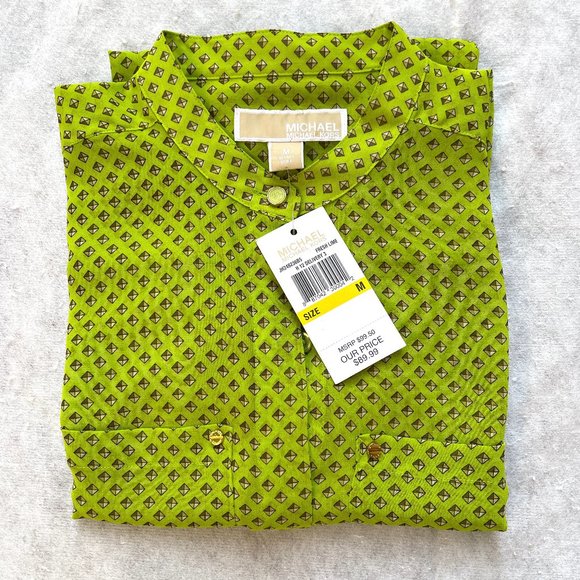 NWT Michael Kors mock neck bottom up blouse M $98 - Picture 12 of 12